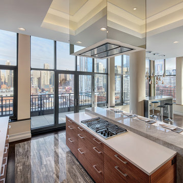 Kitchen with city views