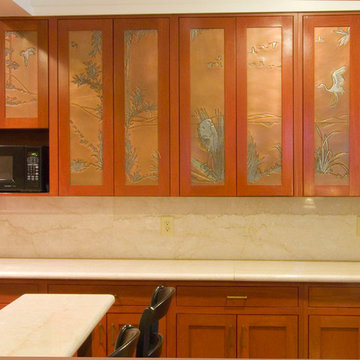 Kitchen with commissioned copper panels