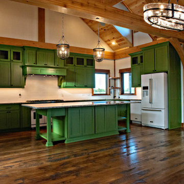 Kitchen with custom green cabinets