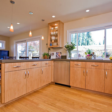 kitchen with european-style cabinetry made by Bill Fry Construction