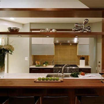 Kitchen with Flyover Shelves | Greenfield Cabinetry