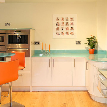 Kitchen with glass worktop