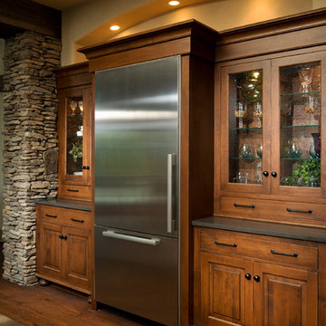 Kitchen with Maple Cabinets & Stainless Steel Refrigerator