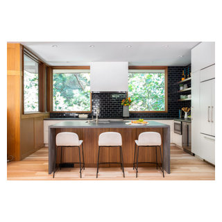 Kitchen with Navy Blue Subway Tiles - Transitional - Kitchen - San ...