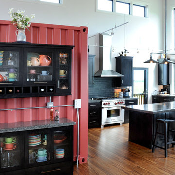 Kitchen with Shipping Container Pantry