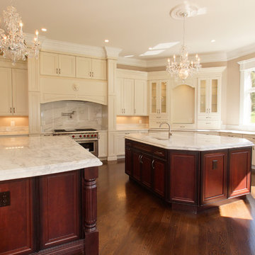 Kitchen with Two Large Chandeliers