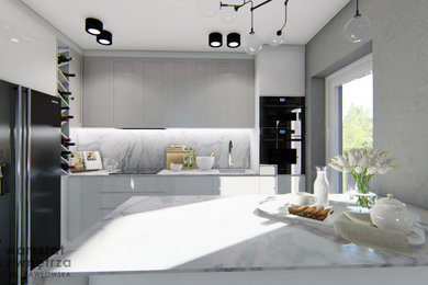 Kitchen with white marble
