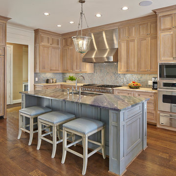 Kitchen with White Oak Cabinets and Cedar Brown Marble Coutnertops