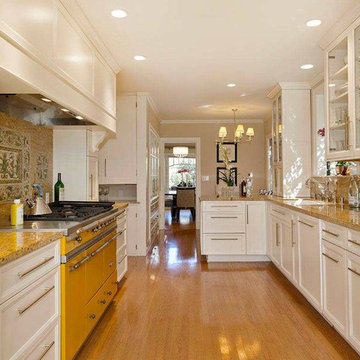 kitchen with yellow range