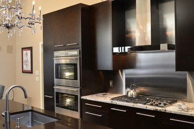 Example of a trendy kitchen design in New York
