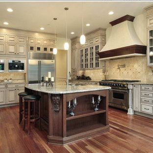 75 Beautiful Beige Kitchen with Distressed Cabinets Pictures & Ideas ...