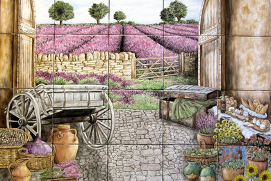 "Kittle's French Lavender Field View" backsplash tile mural