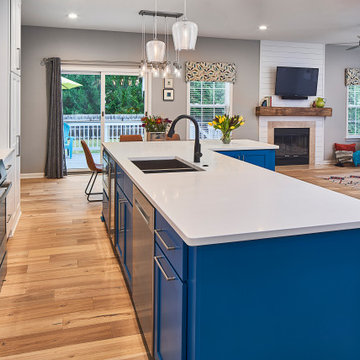 Blue Cabinets And Quartz Countertops, How To Prepare Kitchen Cabinets For Quartz Countertops