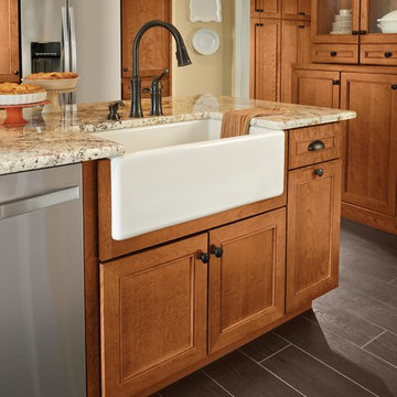 KraftMaid: Praline Kitchen with a Farmhouse Sink