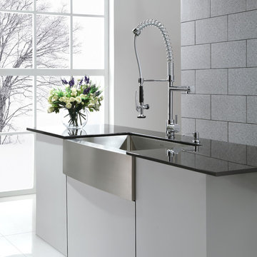 Kraus KHF200-36 farmhouse kitchen sink and KPF1602 commercial-style faucet