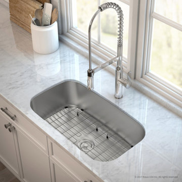 Kraus Undermount Single-Basin Kitchen Sink Set, Chrome, 31.5"