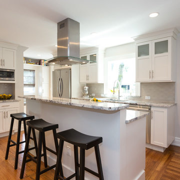 L-Shaped Kitchen with Center Island Hood
