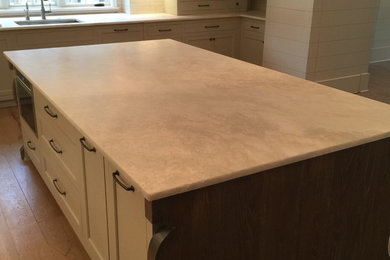 Lace White Leathered countertops
