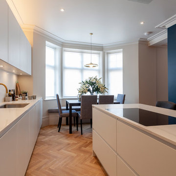 Lacquered Bespoke Kitchen with island, Hampstead, NW3