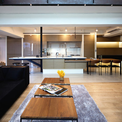 Example of a trendy open concept kitchen design in Other