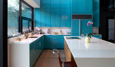 Kitchen of the Week: Brilliant Blue Cabinets in a Modern Setting