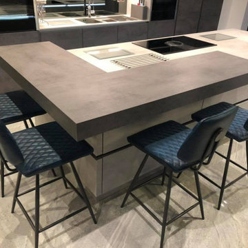 Large Kitchen Diner in Grey and Slate Grey Concrete Riva