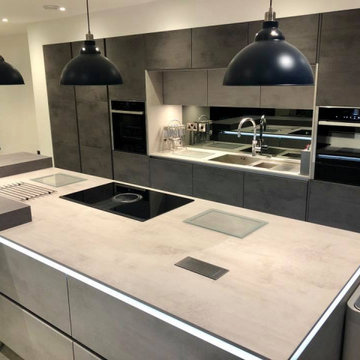 Large Kitchen Diner in Grey and Slate Grey Concrete Riva
