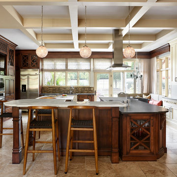 Large Kitchen with Dark Wood and Ivory Cabinets