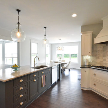 Large, Transitional Kitchen Island and Cooking Area