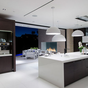 Laurel Way Beverly Hills modern home kitchen & outdoor terrace dining
