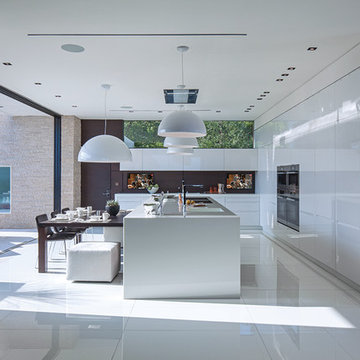 Laurel Way Beverly Hills modern open plan all-white kitchen