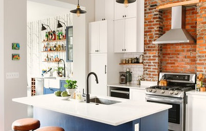 Kitchen Tour: Industrial Style in White, Blue and Brick