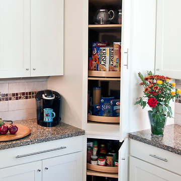 Lazy-Susan is boss in this kitchen and creates convenient storage space.