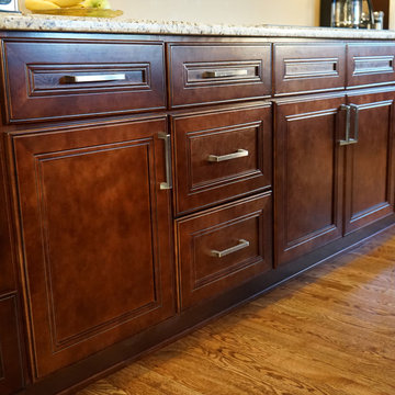 Leo Saddle Cherry Mahogany Kitchen Cabinets w/ Soft Close by Everyday Cabinets