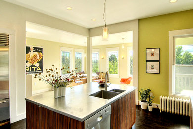 Inspiration for a modern kitchen remodel in Seattle with stainless steel appliances