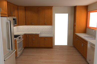 Enclosed kitchen - mid-sized craftsman u-shaped enclosed kitchen idea in Minneapolis