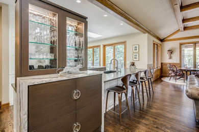 Example of a transitional kitchen design in Denver