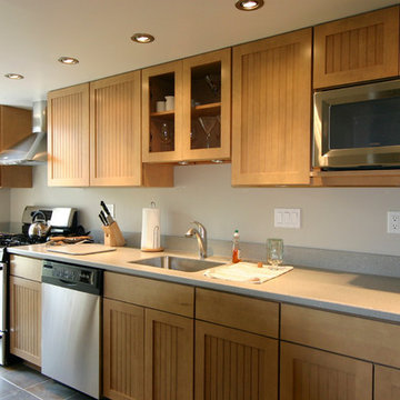 Light and airy, the completed kitchen is very bright