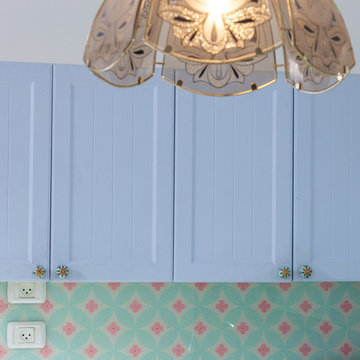 Light Blue shabby chic kitchen cabinets
