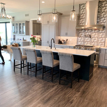 Light Gray and Black Painted Kitchen Home by Kerkhoff Homes in Bettendorf Quad C