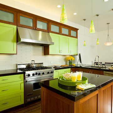 Lime Green Craftsman Style Kitchen Remodel