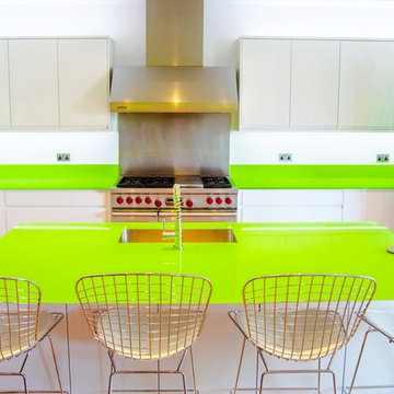 "LIME GREEN" Toughened Glass Kitchen Worktop and Island
