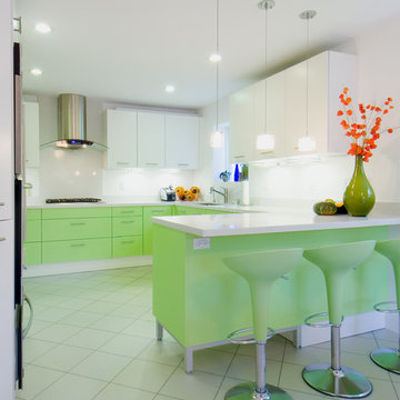 lime mint green color kitchen in Belmont