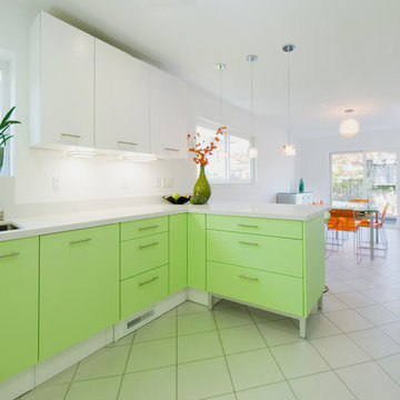 lime mint green color kitchen in Belmont