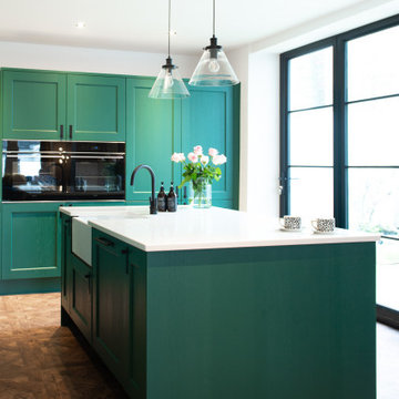 Little Green painted shaker kitchen
