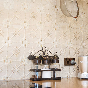 Pressed tin splashback