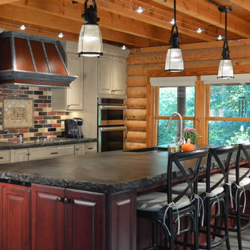 Log Home Rustic Style Kitchen