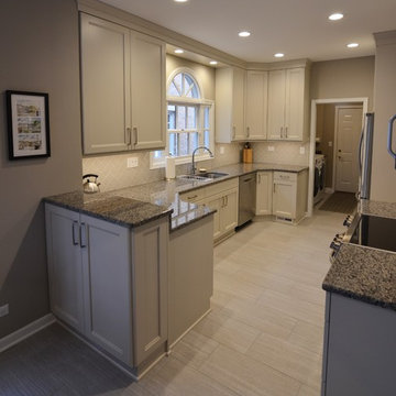 Long White Shaker Style Galley Kitchen in Westchester, IL