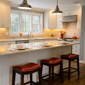 Longmeadow White Kitchen with a Pop of Red
