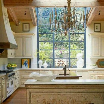 Luxe French Country kitchen with Herbeau Single Lever Faucet